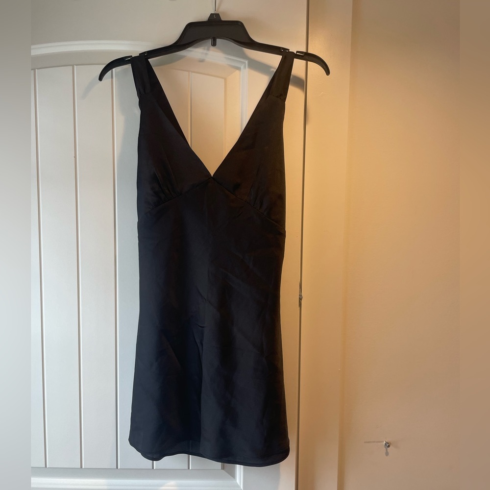 Abercrombie black silk mini tie dress